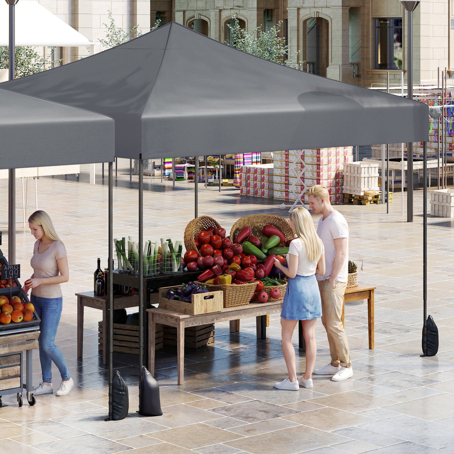 9.5 x 9.5 Feet Pop Up Canopy Tent, Adjustable Height, Gray Canopies at Gallery Canada