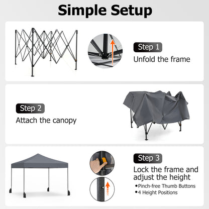 9.5 x 9.5 Feet Pop Up Canopy Tent, Adjustable Height, Gray Canopies at Gallery Canada