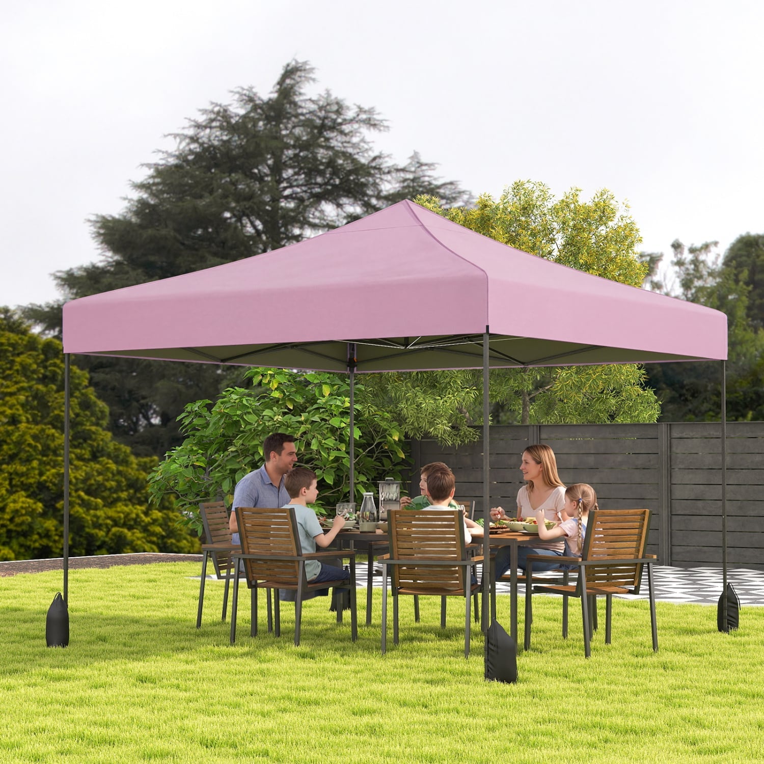9.5 x 9.5 Feet Pop Up Canopy Tent, Adjustable Height, Pink Canopies at Gallery Canada