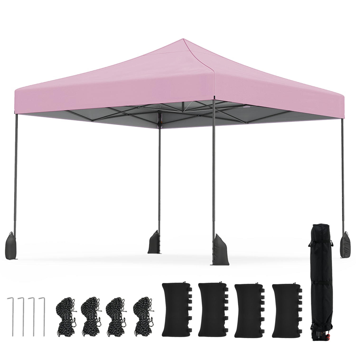 9.5 x 9.5 Feet Pop Up Canopy Tent, Adjustable Height, Pink Canopies at Gallery Canada
