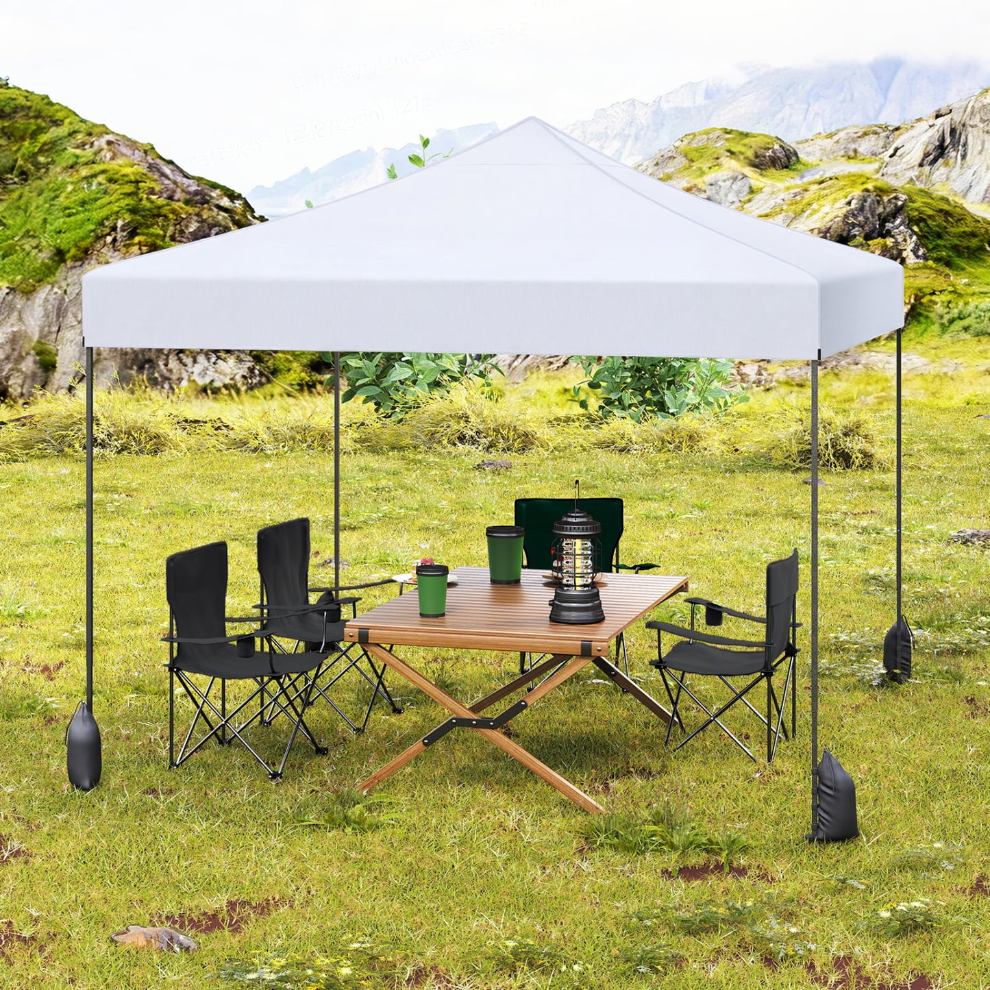9.5 x 9.5 Feet Pop Up Canopy Tent, Adjustable Height, White Canopies at Gallery Canada