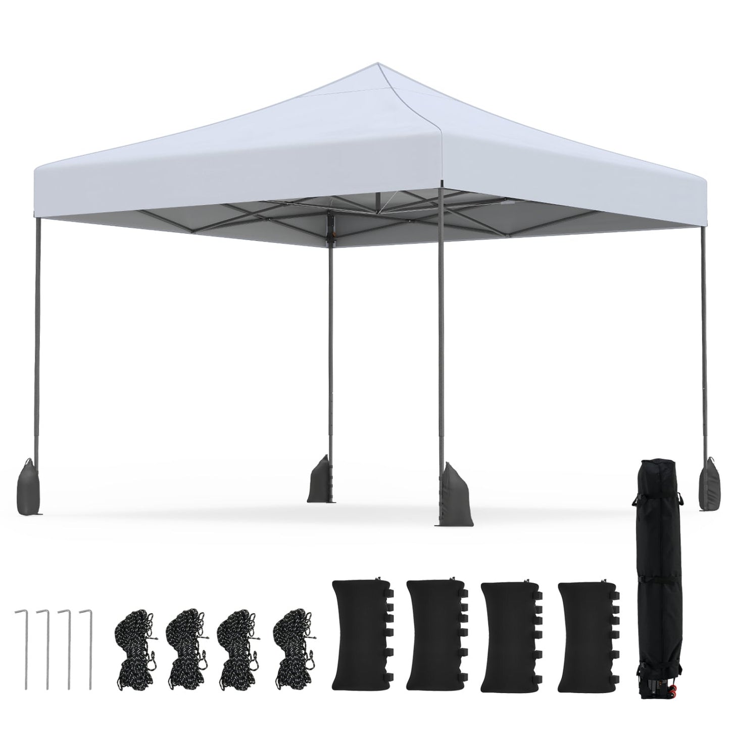 9.5 x 9.5 Feet Pop Up Canopy Tent, Adjustable Height, White Canopies White at Gallery Canada
