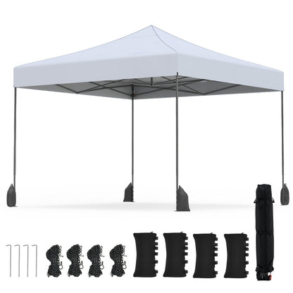 9.5 x 9.5 Feet Pop Up Canopy Tent, Adjustable Height, White Canopies White at Gallery Canada