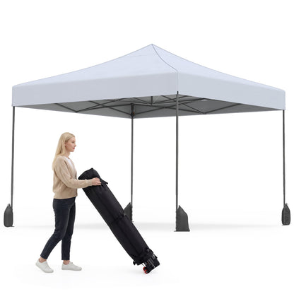 9.5 x 9.5 Feet Pop Up Canopy Tent, Adjustable Height, White Canopies at Gallery Canada