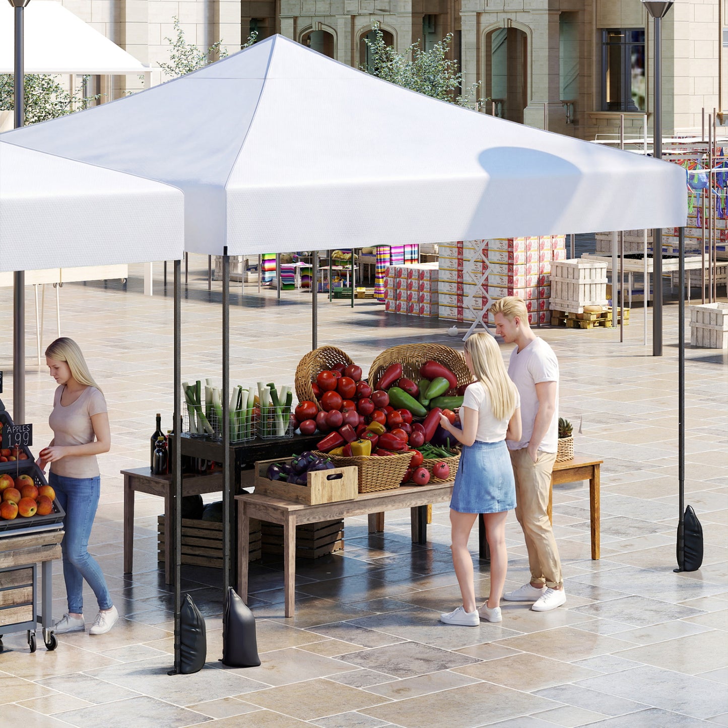 9.5 x 9.5 Feet Pop Up Canopy Tent, Adjustable Height, White Canopies at Gallery Canada