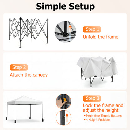 9.5 x 9.5 Feet Pop Up Canopy Tent, Adjustable Height, White Canopies at Gallery Canada