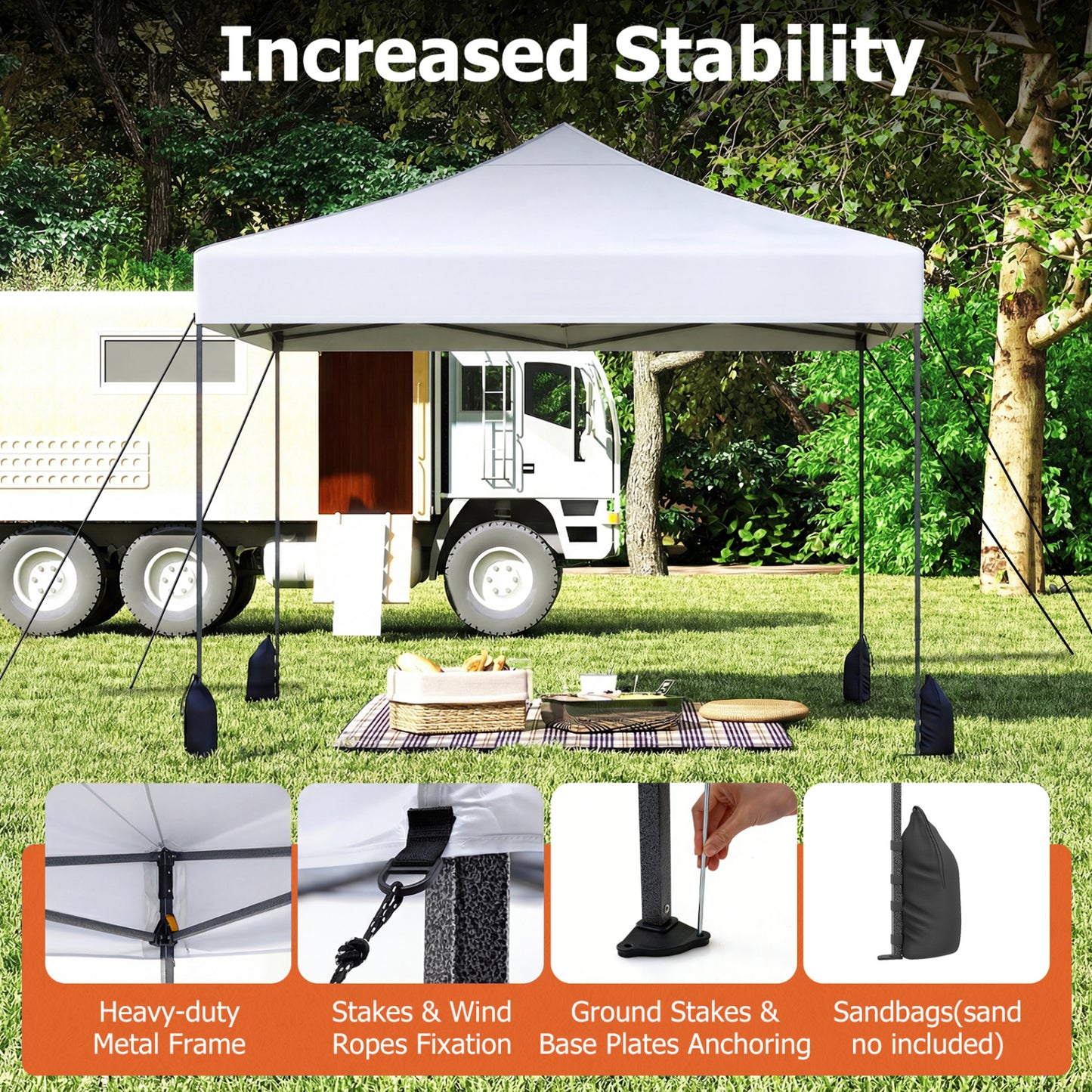 9.5 x 9.5 Feet Pop Up Canopy Tent, Adjustable Height, White Canopies at Gallery Canada