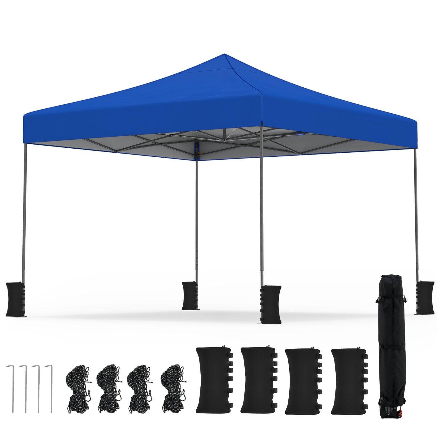 9.5 x 9.5 Feet Pop Up Canopy Tent, Adjustable Height, Blue Canopies Blue at Gallery Canada