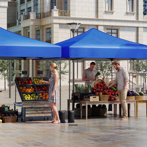 9.5 x 9.5 Feet Pop Up Canopy Tent, Adjustable Height, Blue