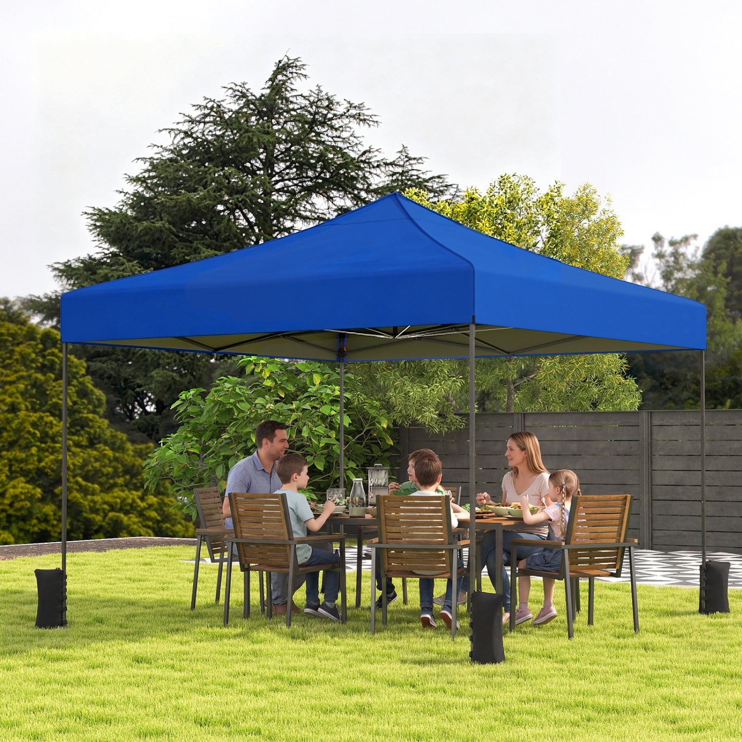 9.5 x 9.5 Feet Pop Up Canopy Tent, Adjustable Height, Blue Canopies at Gallery Canada
