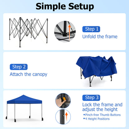 9.5 x 9.5 Feet Pop Up Canopy Tent, Adjustable Height, Blue Canopies at Gallery Canada