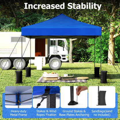 9.5 x 9.5 Feet Pop Up Canopy Tent, Adjustable Height, Blue Canopies at Gallery Canada