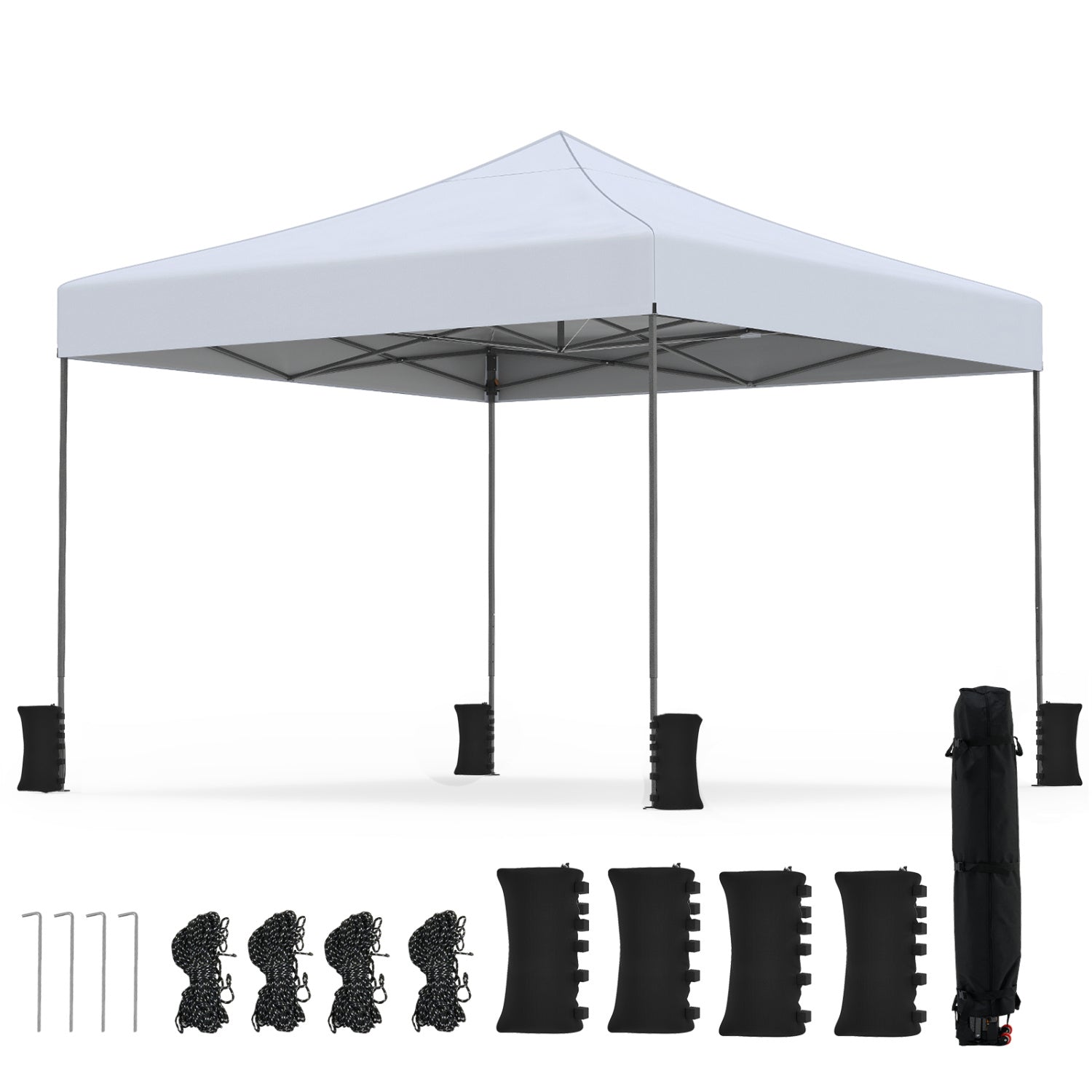 9.5 x 9.5 Feet Pop Up Canopy Tent, Adjustable Height, White Canopies White at Gallery Canada