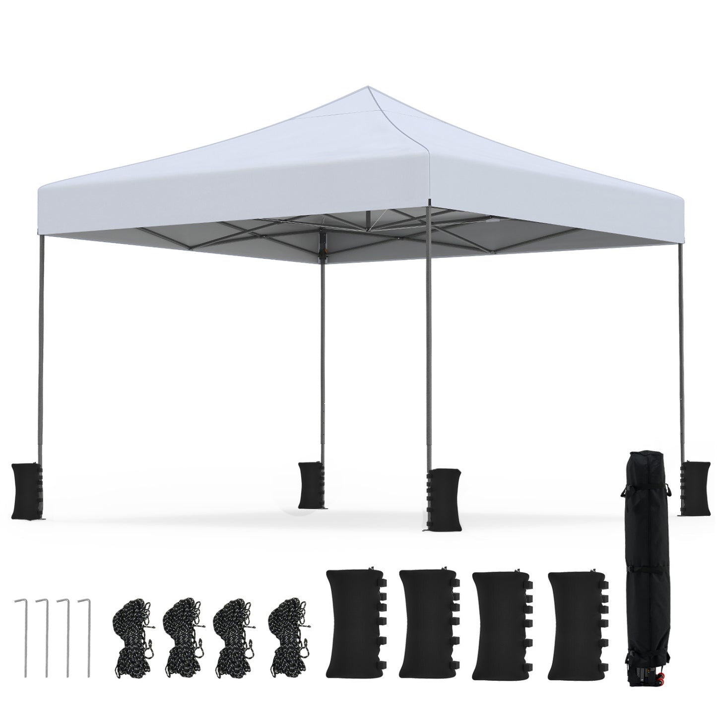 9.5 x 9.5 Feet Pop Up Canopy Tent, Adjustable Height, White Canopies White at Gallery Canada
