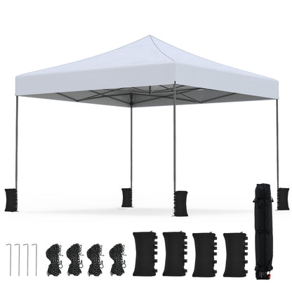 9.5 x 9.5 Feet Pop Up Canopy Tent, Adjustable Height, White Canopies White at Gallery Canada