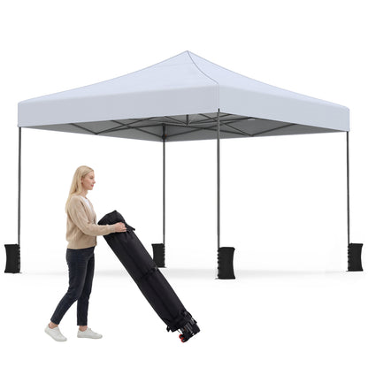 9.5 x 9.5 Feet Pop Up Canopy Tent, Adjustable Height, White Canopies at Gallery Canada