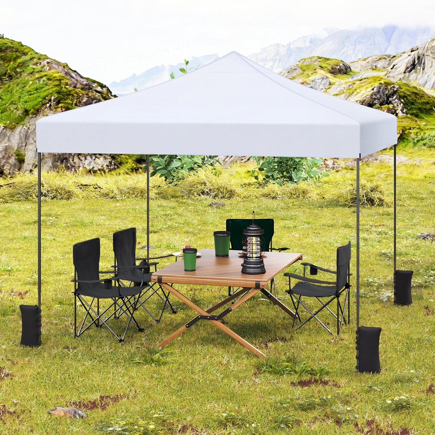 9.5 x 9.5 Feet Pop Up Canopy Tent, Adjustable Height, White Canopies at Gallery Canada