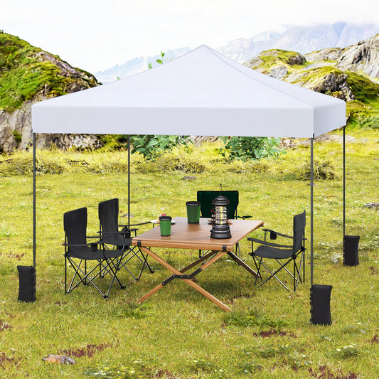 9.5 x 9.5 Feet Pop Up Canopy Tent, Adjustable Height, White Canopies White at Gallery Canada