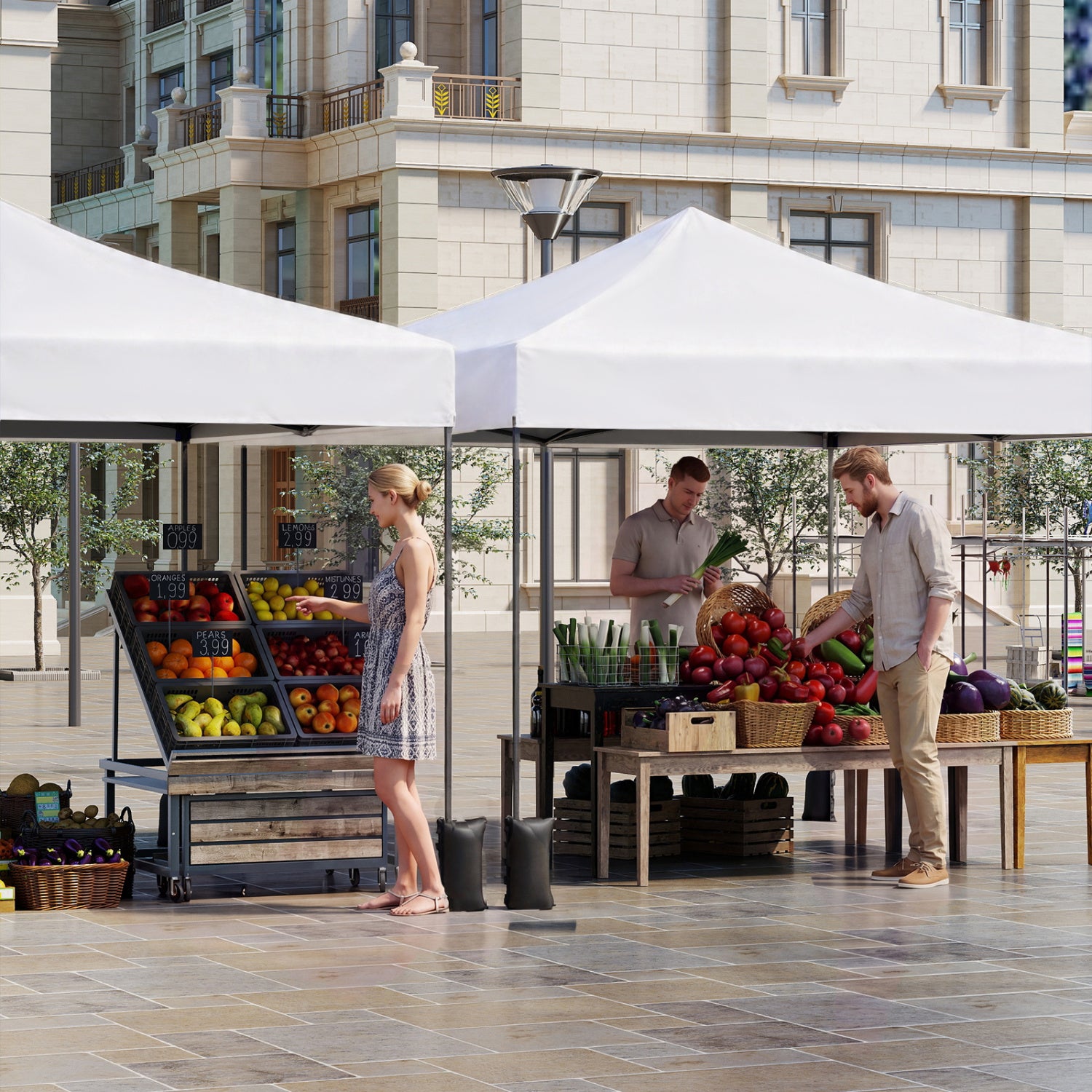 9.5 x 9.5 Feet Pop Up Canopy Tent, Adjustable Height, White Canopies at Gallery Canada
