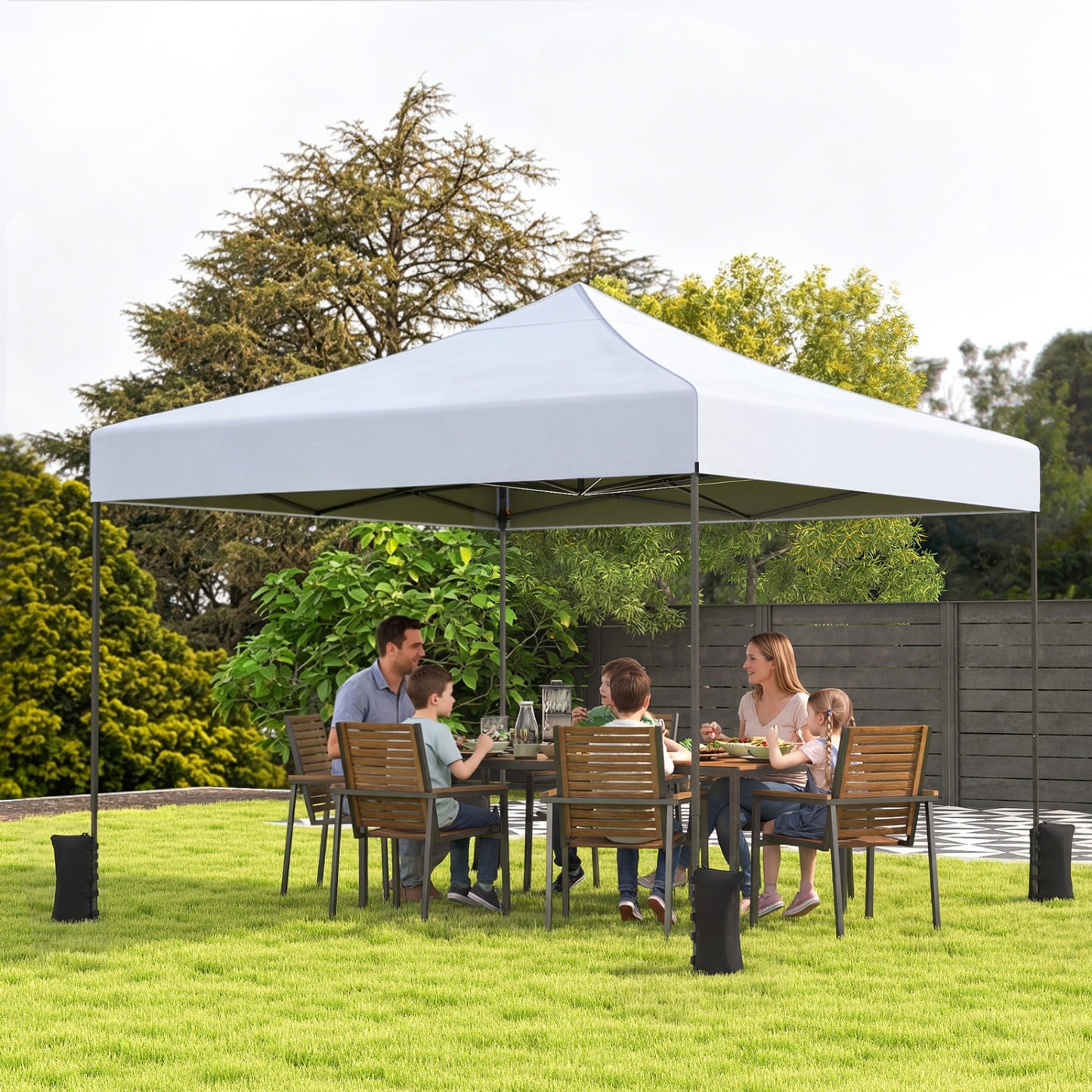 9.5 x 9.5 Feet Pop Up Canopy Tent, Adjustable Height, White Canopies at Gallery Canada