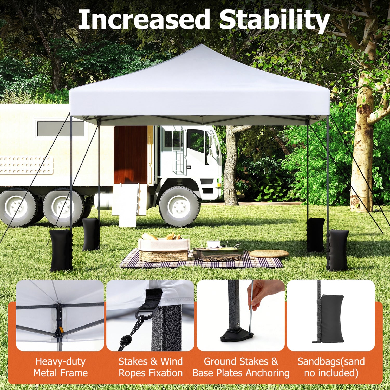 9.5 x 9.5 Feet Pop Up Canopy Tent, Adjustable Height, White Canopies at Gallery Canada