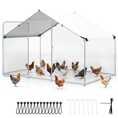 9.8 x 6.7 Feet Large Metal Chicken Coop with Waterproof Cover Chicken Coops at Gallery Canada