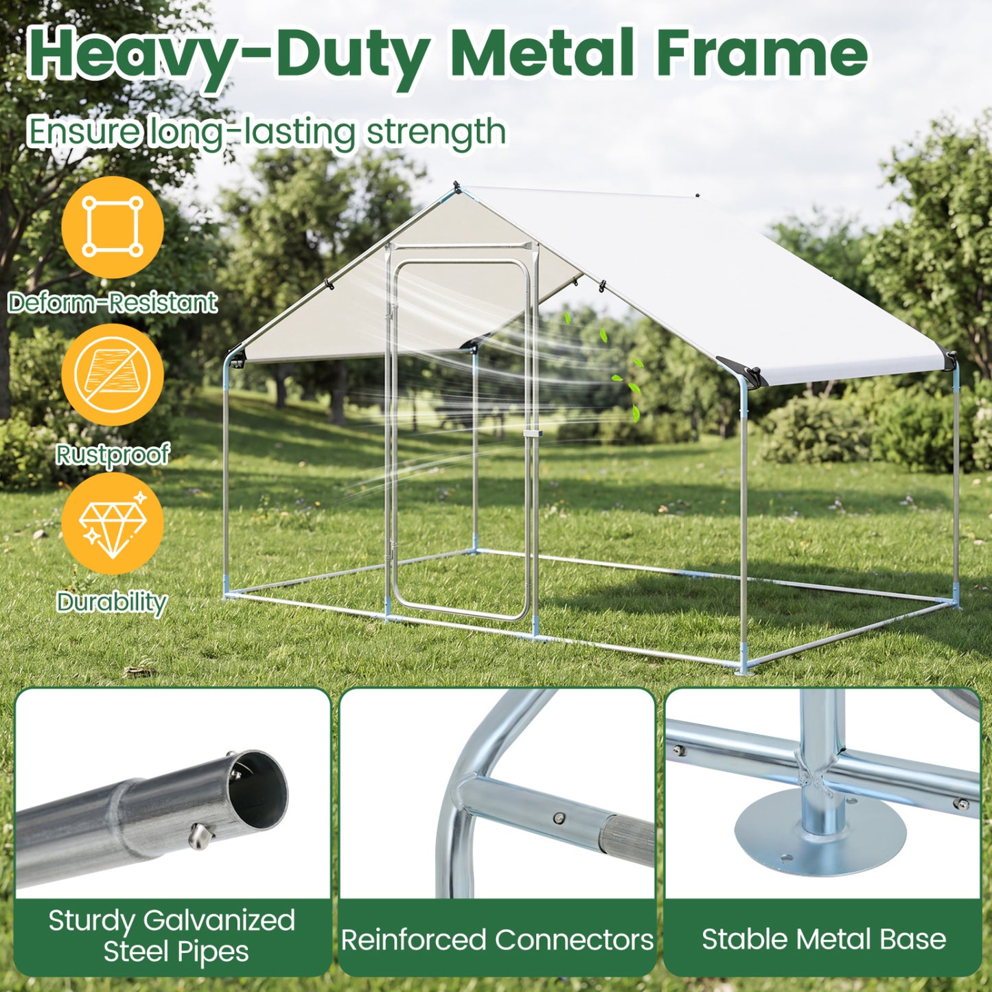 9.8 x 6.7 Feet Large Metal Chicken Coop with Waterproof Cover Chicken Coops at Gallery Canada