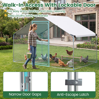 9.8 x 6.7 Feet Large Metal Chicken Coop with Waterproof Cover Chicken Coops at Gallery Canada
