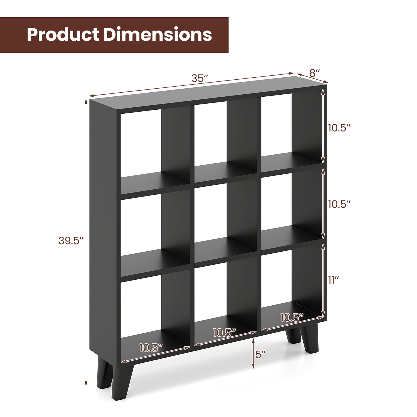 9-Cube Bookcase, 6 Removable Shelves, Black Bookcases at Gallery Canada