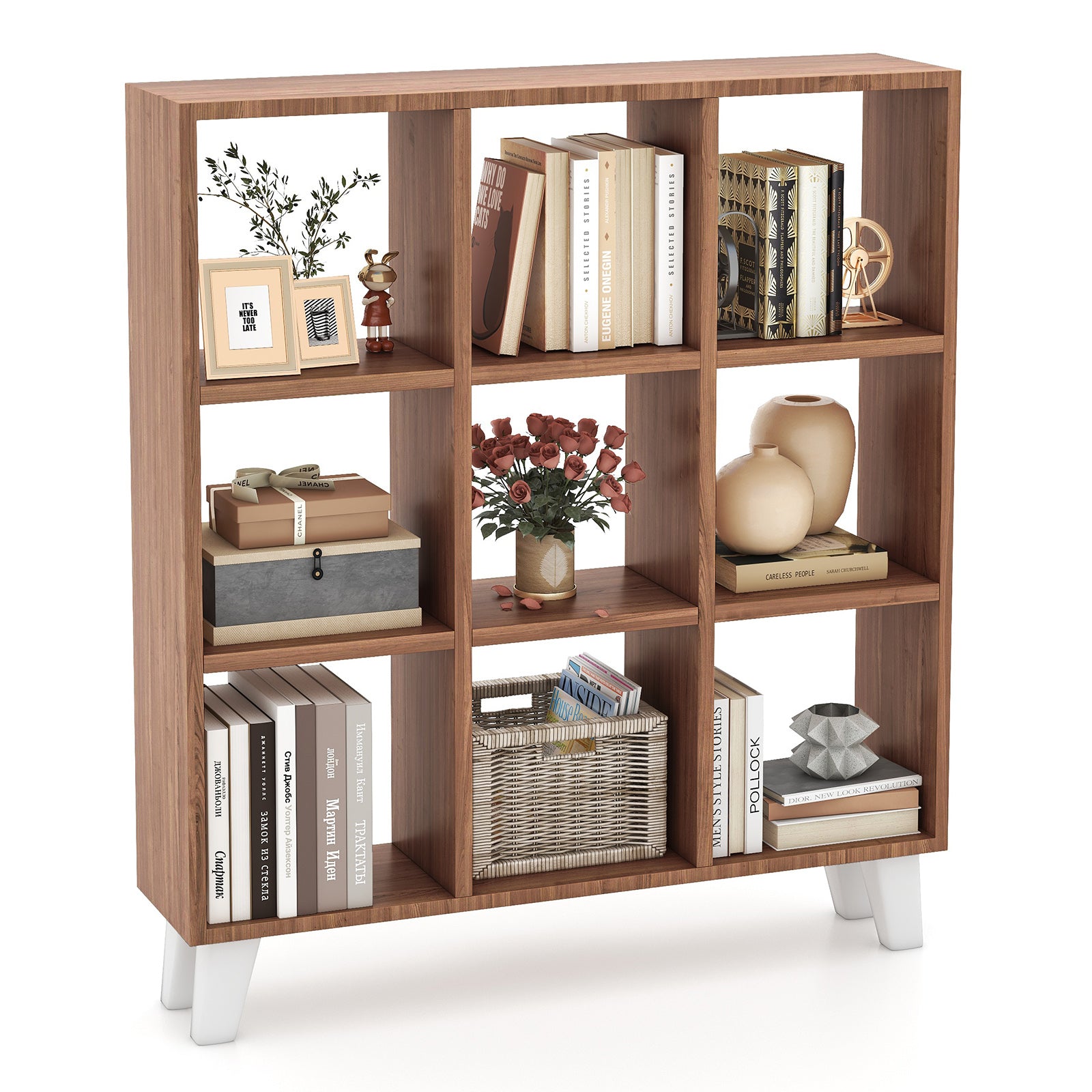 9-Cube Bookcase, 6 Removable Shelves, Brown Bookcases at Gallery Canada