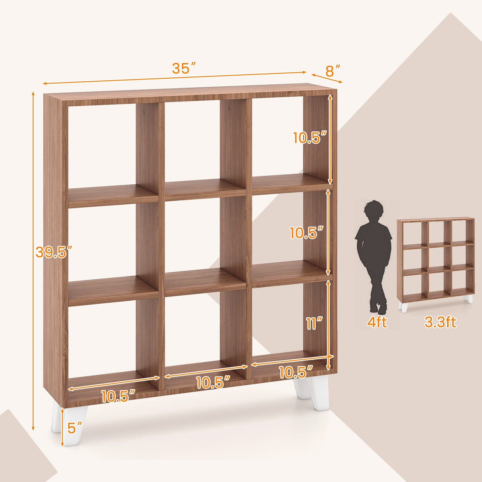 9-Cube Bookcase, 6 Removable Shelves, Brown Bookcases at Gallery Canada