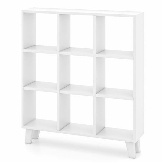 9-Cube Bookcase, 6 Removable Shelves, Raised Support Feet, White Bookcases White at Gallery Canada