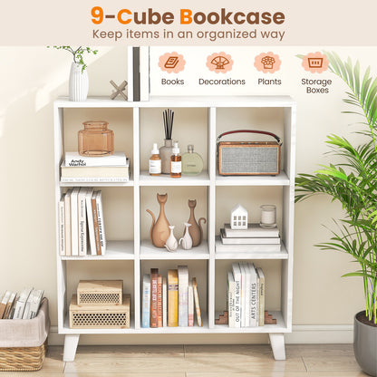 9-Cube Bookcase with 6 Removable Shelves and Raised Support Feet, White Bookcases at Gallery Canada