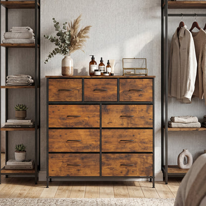9-Drawer Fabric Dresser, Wooden Top, Rustic Brown Dressers & Chests at Gallery Canada