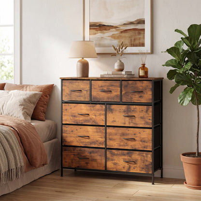 9-Drawer Fabric Dresser, Wooden Top, Rustic Brown Dressers & Chests at Gallery Canada