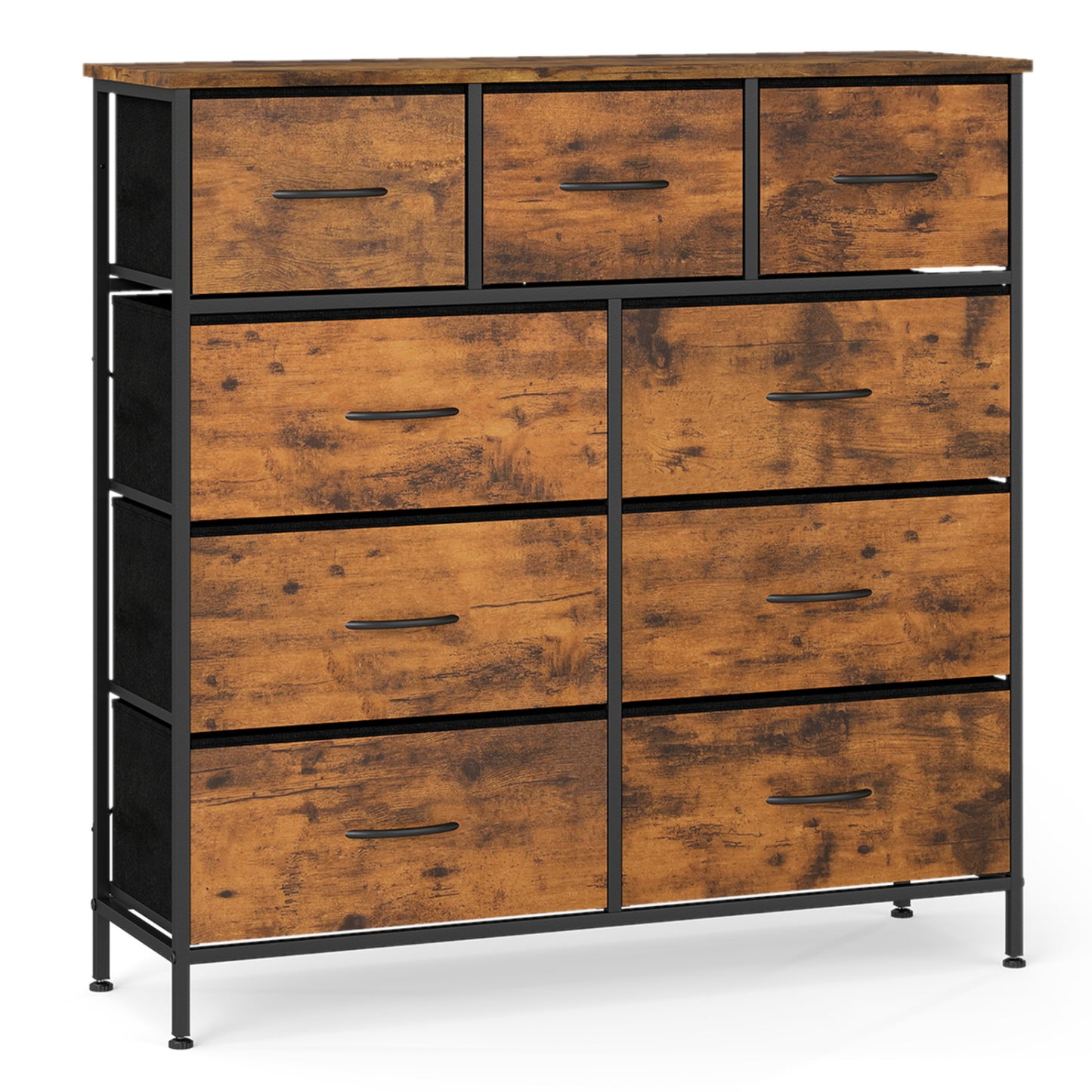 9-Drawer Fabric Dresser, Wooden Top, Rustic Brown Dressers & Chests Rustic Brown at Gallery Canada