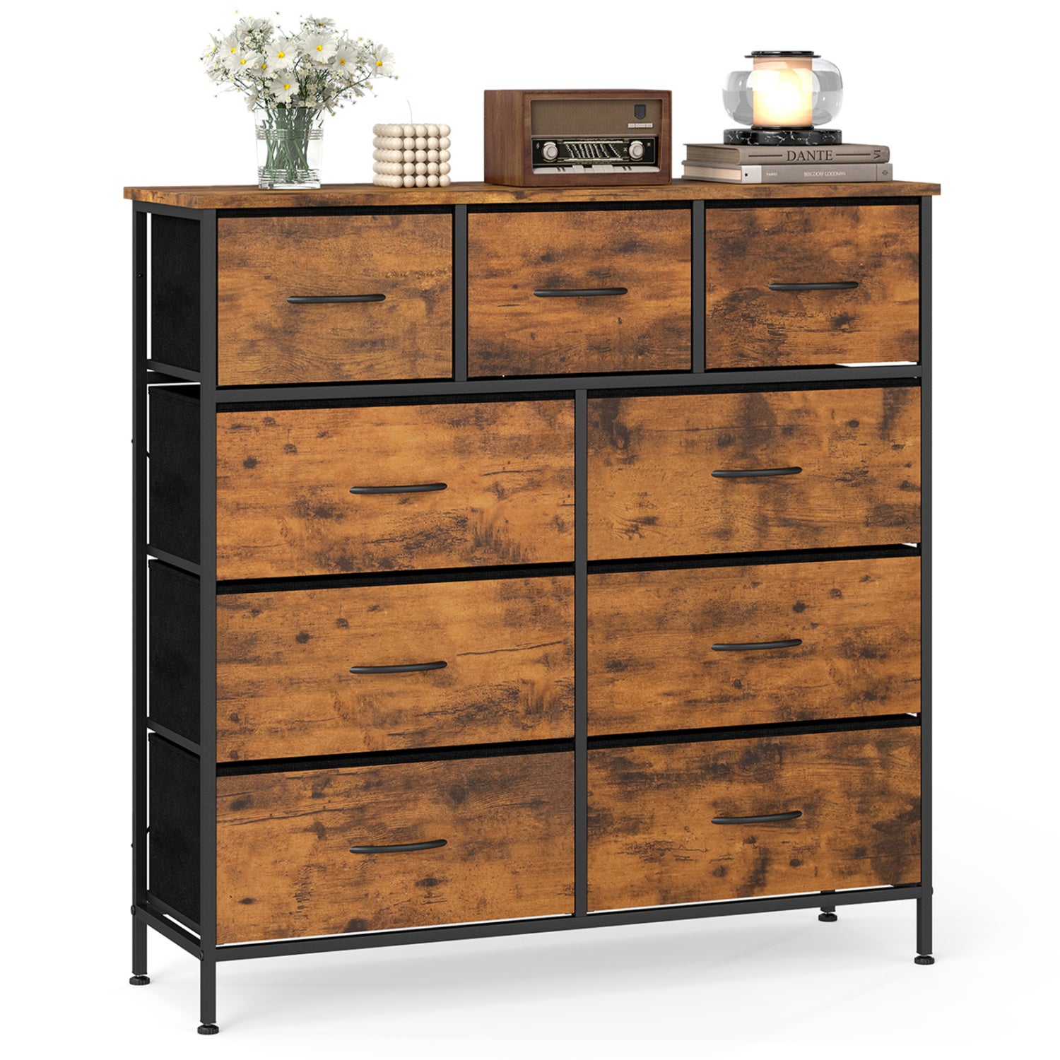 9-Drawer Fabric Dresser, Wooden Top, Rustic Brown Dressers & Chests at Gallery Canada