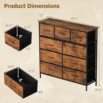 9-Drawer Fabric Dresser, Wooden Top, Rustic Brown Dressers & Chests at Gallery Canada