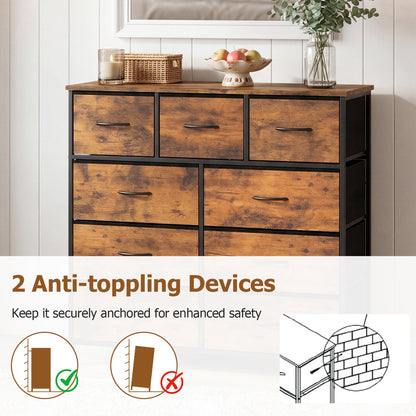 9-Drawer Fabric Dresser, Wooden Top, Rustic Brown Dressers & Chests at Gallery Canada
