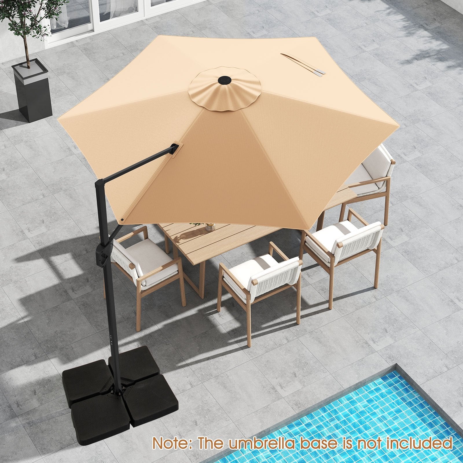 9 FT Cantilever Patio Umbrella with Vented Top and Sun-Protective Canopy, Beige Outdoor Umbrellas at Gallery Canada