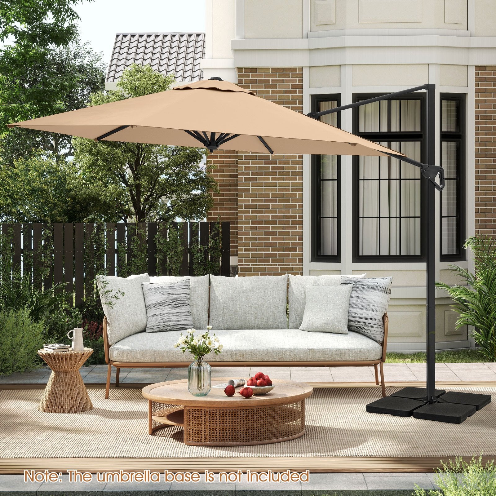 9 FT Cantilever Patio Umbrella with Vented Top and Sun-Protective Canopy, Beige Outdoor Umbrellas at Gallery Canada