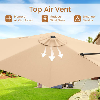 9 FT Cantilever Patio Umbrella with Vented Top and Sun-Protective Canopy, Beige Outdoor Umbrellas at Gallery Canada
