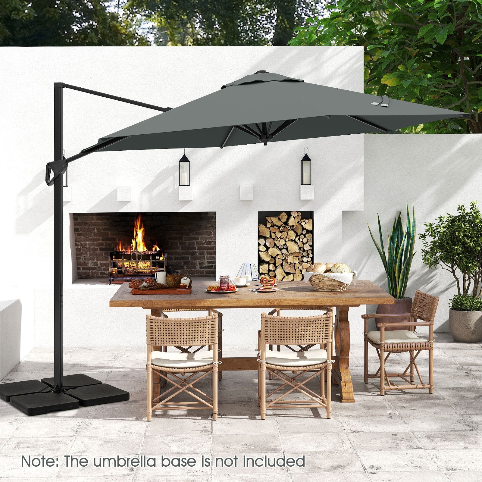 9 FT Cantilever Patio Umbrella with Vented Top and Sun-Protective Canopy, Gray Outdoor Umbrellas at Gallery Canada