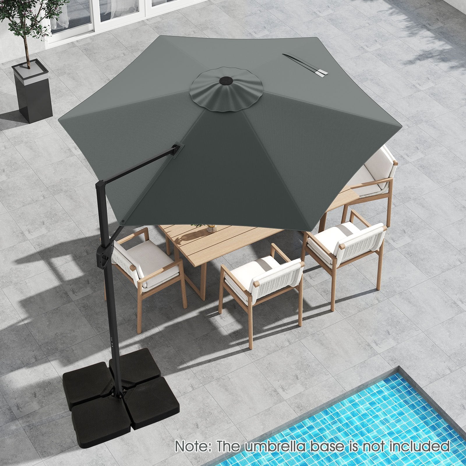 9 FT Cantilever Patio Umbrella with Vented Top and Sun-Protective Canopy, Gray Outdoor Umbrellas at Gallery Canada