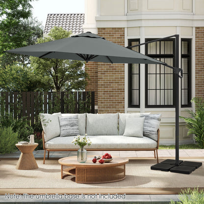 9 FT Cantilever Patio Umbrella with Vented Top and Sun-Protective Canopy, Gray Outdoor Umbrellas at Gallery Canada