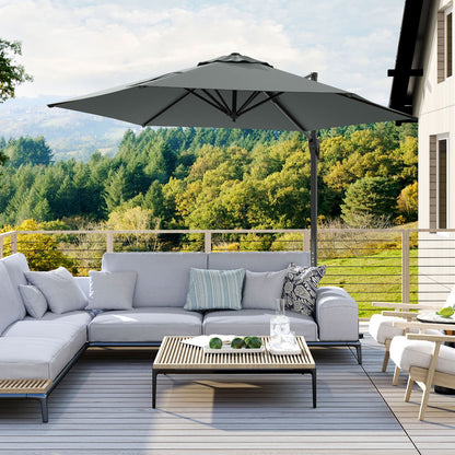 9 FT Cantilever Patio Umbrella with Vented Top and Sun-Protective Canopy, Gray Outdoor Umbrellas at Gallery Canada