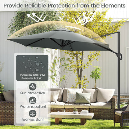 9 FT Cantilever Patio Umbrella with Vented Top and Sun-Protective Canopy, Gray Outdoor Umbrellas at Gallery Canada
