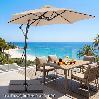 9 FT Cantilever Umbrella With Cross Base, Beige
