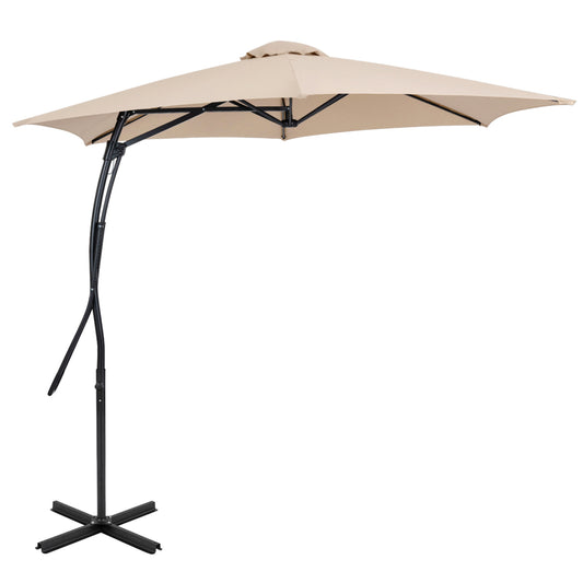 9 FT Cantilever Umbrella With Cross Base, Beige Outdoor Umbrellas Beige at Gallery Canada