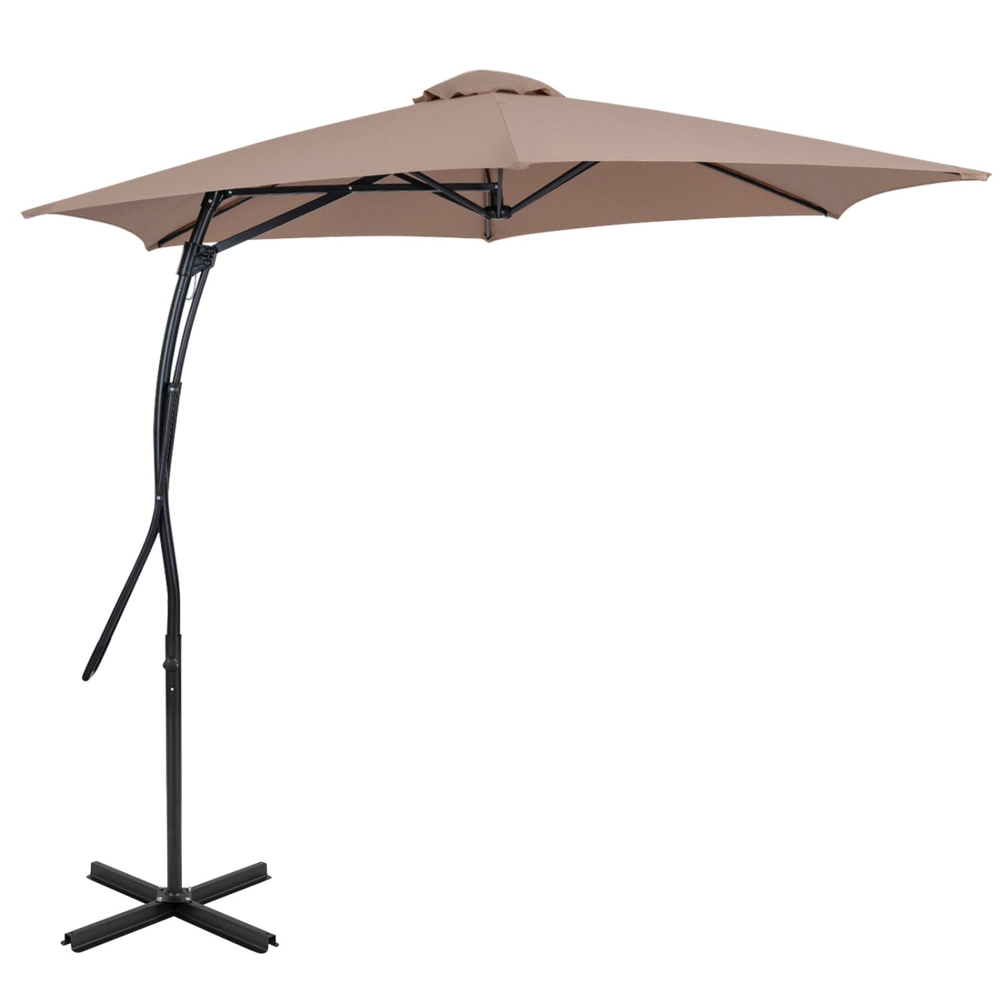 Parapluie en porte-à-faux de 9 pieds avec base croisée, marron